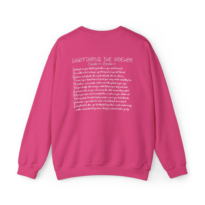 Astrology Sweatshirt with Acrostic Poem Spelling out "Sagittarius". Great Birthday or Christmas Horoscope Sign Gift for Any Zodiac Lover.