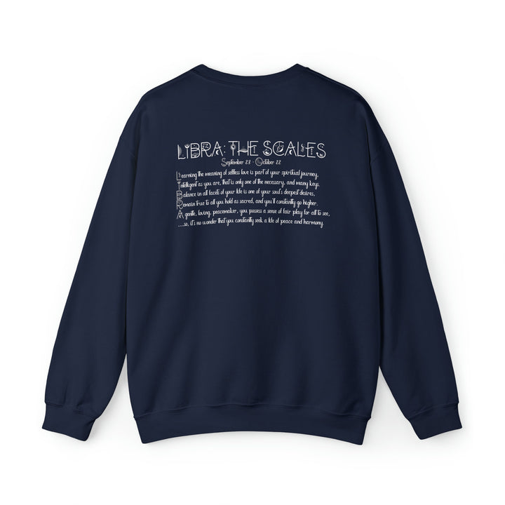Astrology Sweatshirt with Acrostic Poem Spelling out "Libra". Great Birthday or Christmas Horoscope Sign Gift for Any Zodiac Lover.