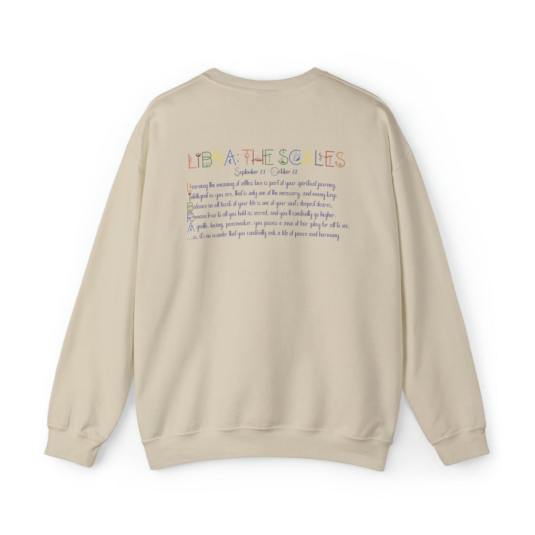 Astrology Sweatshirt with Acrostic Poem Spelling out "Libra". Great Birthday or Christmas Horoscope Sign Gift for Any Zodiac Lover.