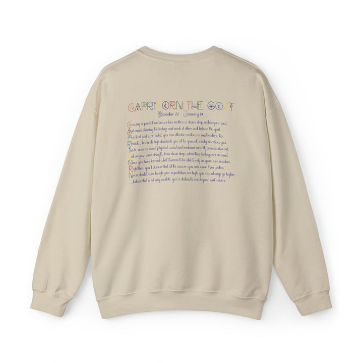 Astrology Sweatshirt with Acrostic Poem Spelling out "Capricorn". Great Birthday or Christmas Horoscope Sign Gift for Any Zodiac Lover.