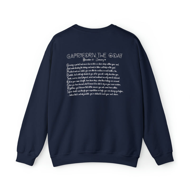 Astrology Sweatshirt with Acrostic Poem Spelling out "Capricorn". Great Birthday or Christmas Horoscope Sign Gift for Any Zodiac Lover.