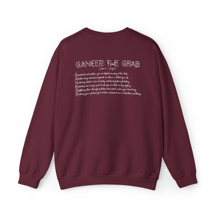 Astrology Sweatshirt with Acrostic Poem Spelling out "Cancer". Great Birthday or Christmas Horoscope Sign Gift for Any Zodiac Lover.